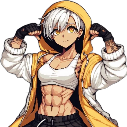 jacket, weapon, pixel art, anime transparent PNG cut-out