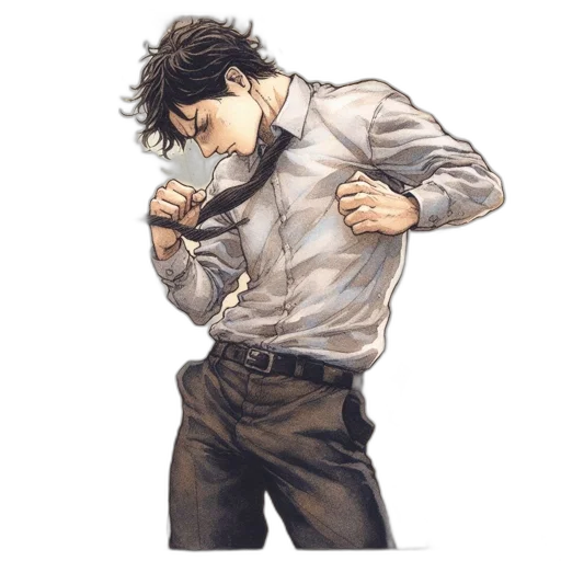 staff, jacket, comic book art, watercolor transparent PNG cut-out