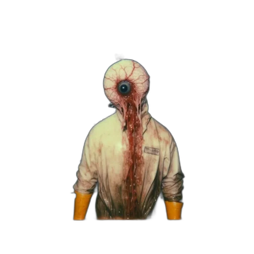 jacket, creature, mask, staff transparent PNG cut-out