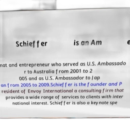 schieffer, erican, diplomat, entrepreneur transparent PNG cut-out