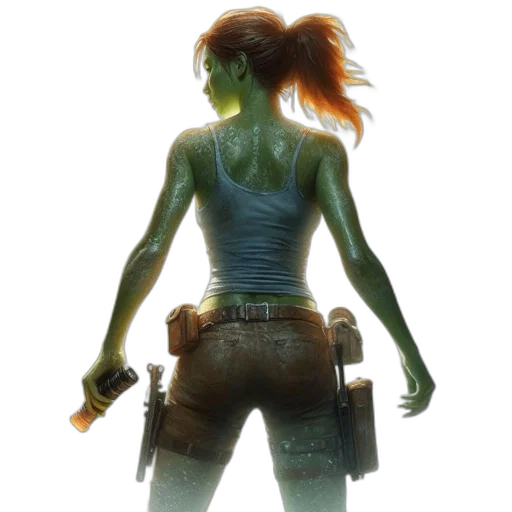 concept art, comic book art, fantasy art, green transparent PNG cut-out