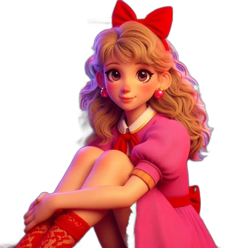 dress, staff, 3d render, cartoon transparent PNG cut-out