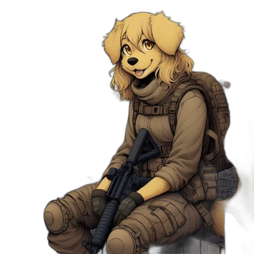jacket, staff, weapon, robot transparent PNG cut-out