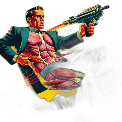 weapon, jacket, staff, comic book art transparent PNG cut-out