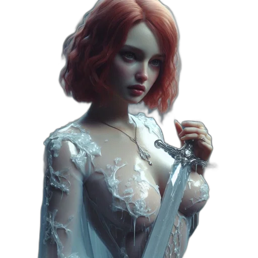 dress, jewelry, staff, face transparent PNG cut-out