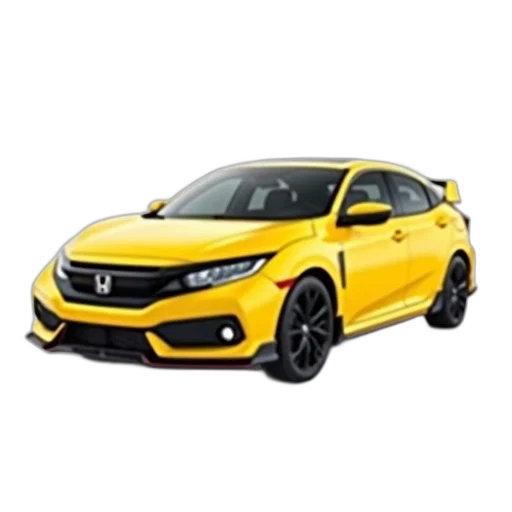 car, 3d render, yellow, honda transparent PNG cut-out