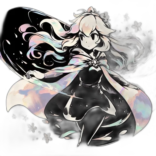dress, dragon, staff, hair transparent PNG cut-out