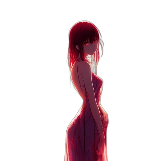 dress, creature, hair, staff transparent PNG cut-out