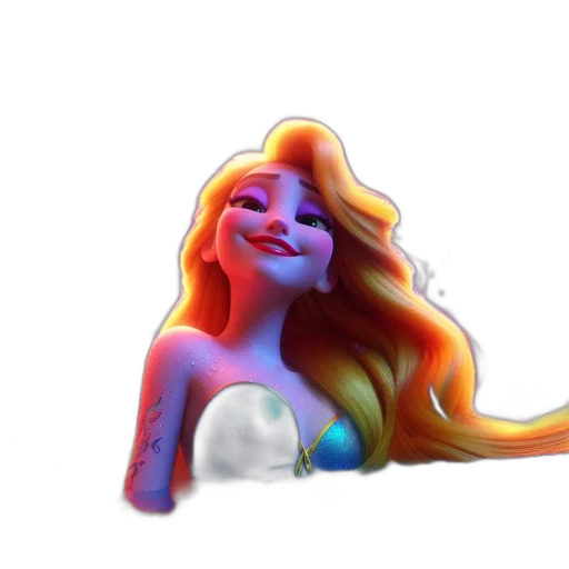 hair, 3d render, concept art, vaporwave transparent PNG cut-out