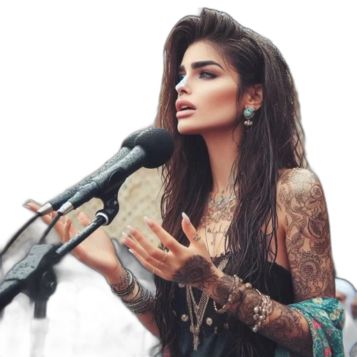 dress, jewelry, hair, photorealistic transparent PNG cut-out