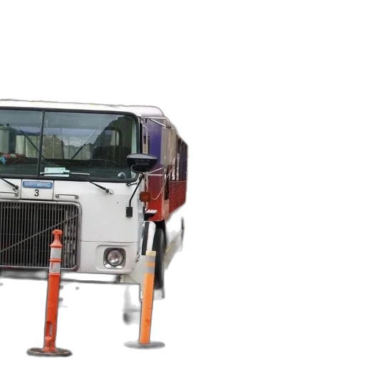 3d render, two, buses, parked transparent PNG cut-out