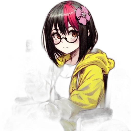 flower, staff, face, jacket transparent PNG cut-out