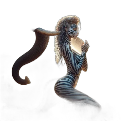 creature, hair, staff, dragon transparent PNG cut-out