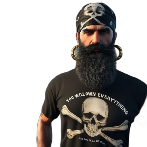 animated, pirate, stands, aboard transparent PNG cut-out