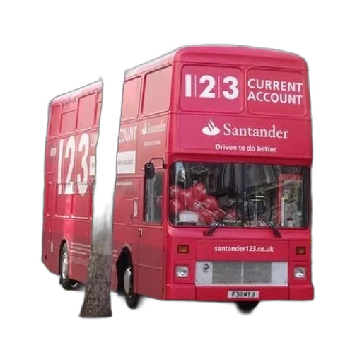 3d render, red, double-decker, bus transparent PNG cut-out