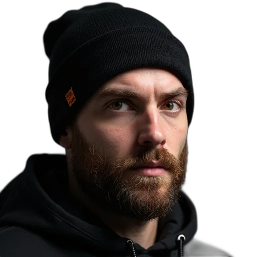 hat, jacket, face, staff transparent PNG cut-out