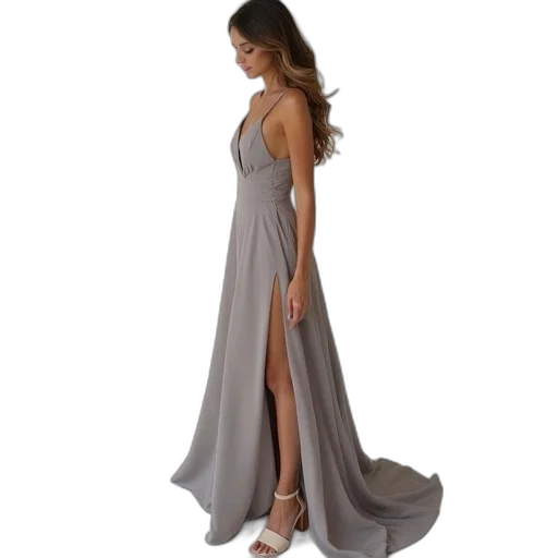 dress, earth tones, thelma, side transparent PNG cut-out