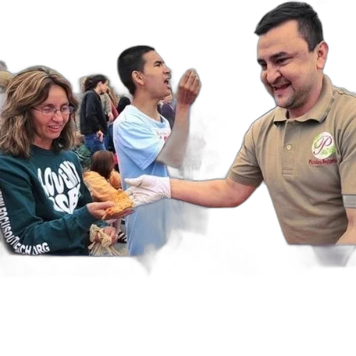staff, jacket, animal, man transparent PNG cut-out