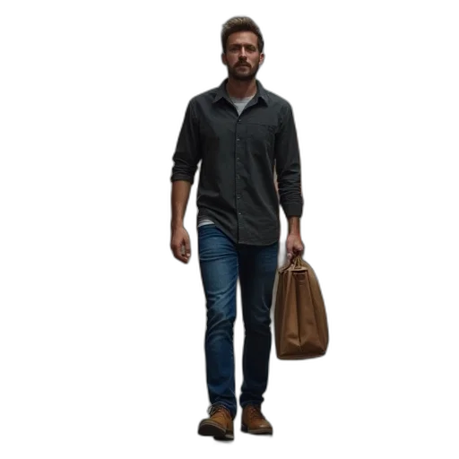 jacket, staff, concept art, 3d render transparent PNG cut-out