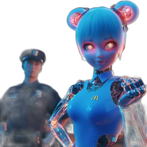 robot, cyberpunk, concept art, 3d render transparent PNG cut-out