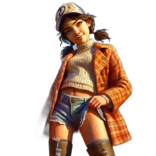 jacket, hat, staff, weapon transparent PNG cut-out
