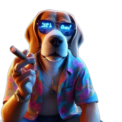 jacket, animal, staff, 3d render transparent PNG cut-out