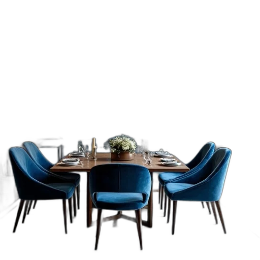 furniture, food, 3d render, blue transparent PNG cut-out