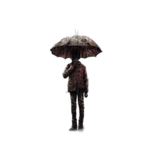 umbrella, jacket, hat, staff transparent PNG cut-out