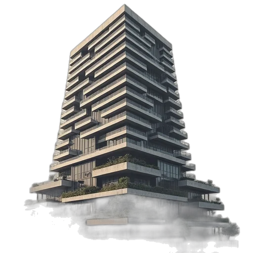 building, 3d render, concept art, photorealistic transparent PNG cut-out