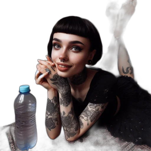 bottle, dress, face, jewelry transparent PNG cut-out