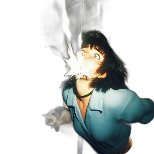 face, staff, jacket, weapon transparent PNG cut-out