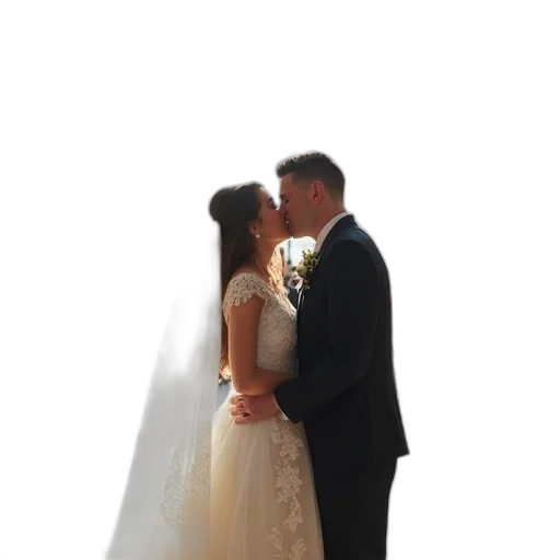 dress, photorealistic, bride, groom transparent PNG cut-out