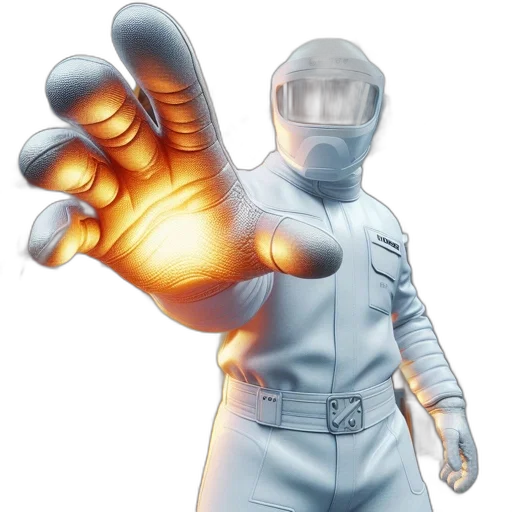 robot, staff, 3d render, concept art transparent PNG cut-out