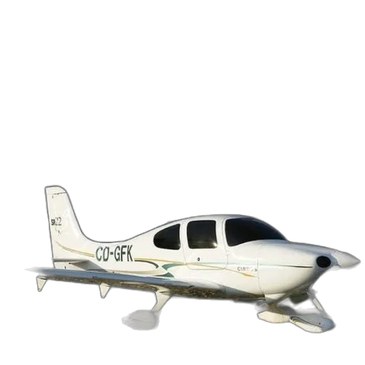 3d render, small, white, airplane transparent PNG cut-out