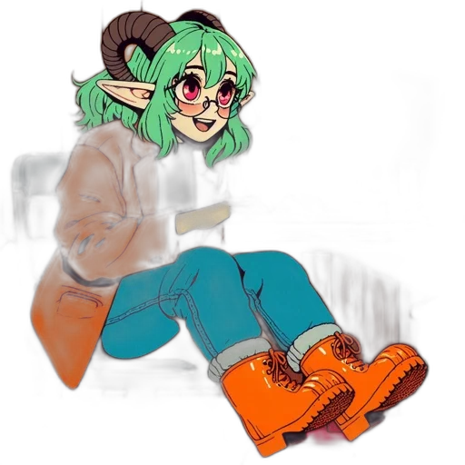 shoes, jacket, creature, staff transparent PNG cut-out