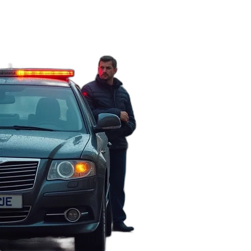car, city street, neon lights, fire transparent PNG cut-out
