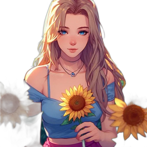 flower, dress, fantasy art, pixel art transparent PNG cut-out