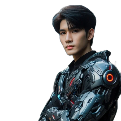 robot, jacket, cyberpunk, concept art transparent PNG cut-out