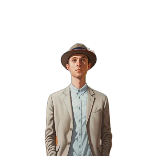 hat, jacket, staff, face transparent PNG cut-out