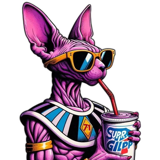 animal, robot, staff, vaporwave transparent PNG cut-out