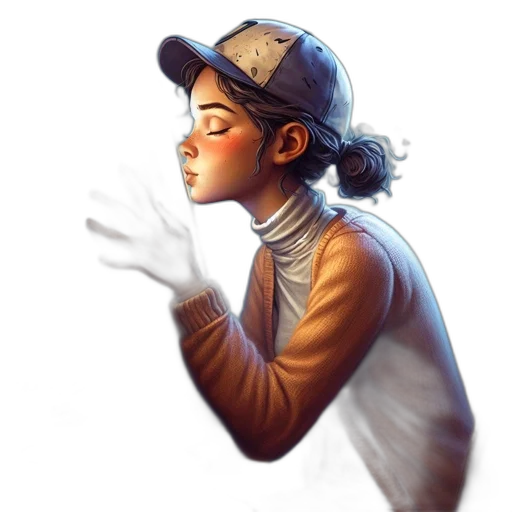hat, jacket, face, staff transparent PNG cut-out