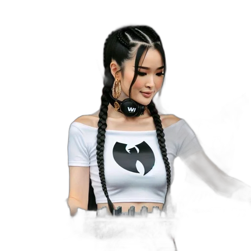 hair, dress, 3d render, pixel art transparent PNG cut-out