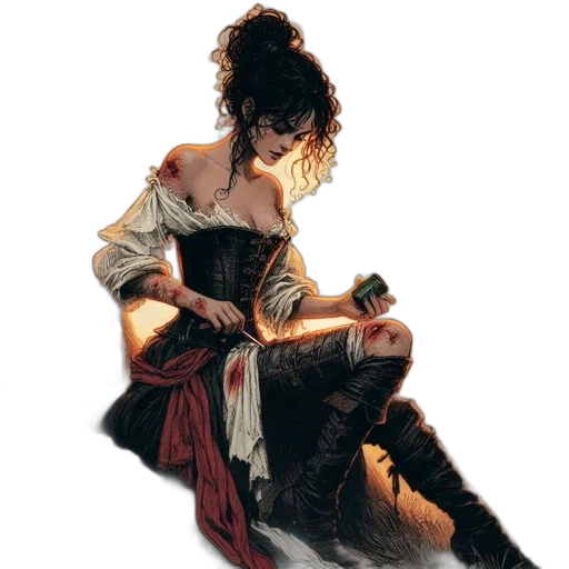 dress, jewelry, staff, weapon transparent PNG cut-out
