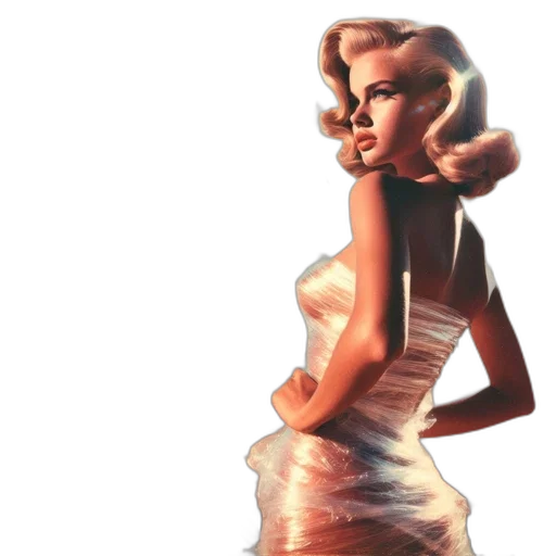 dress, hair, jewelry, 3d render transparent PNG cut-out
