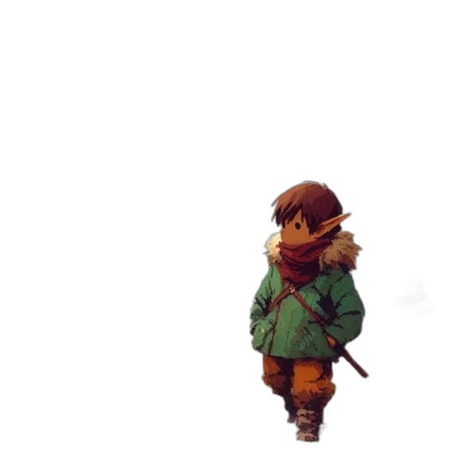 jacket, staff, weapon, creature transparent PNG cut-out