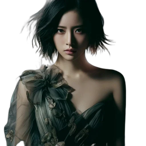 hair, dress, jewelry, face transparent PNG cut-out