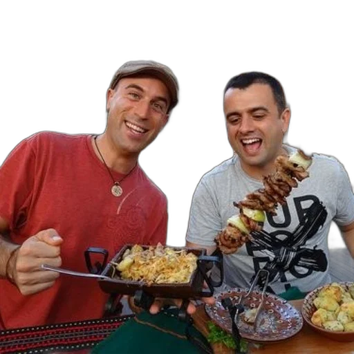 food, staff, two, men transparent PNG cut-out