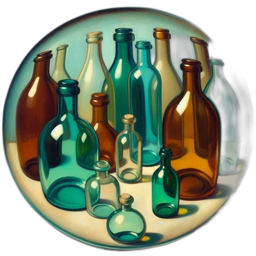 bottle, jewelry, 3d render, photorealistic transparent PNG cut-out