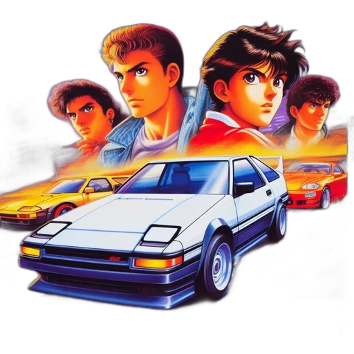 car, concept art, vaporwave, anime transparent PNG cut-out