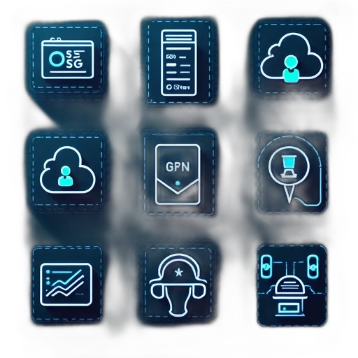 big, data, icons, set transparent PNG cut-out